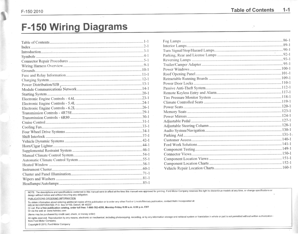 2010 Ford F-150 Factory Electrical Wiring Diagrams Manual