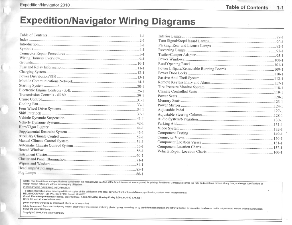 2010 Ford Expedition, Lincoln Navigator Factory Electrical Wiring Diagrams Manual