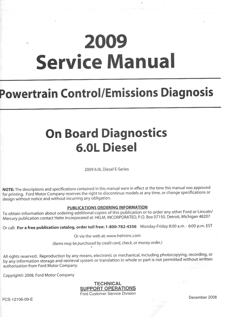 2009 Ford 6.0L Diesel Powertrain Control/Emissions Diagnosis Original Factory Service Manual