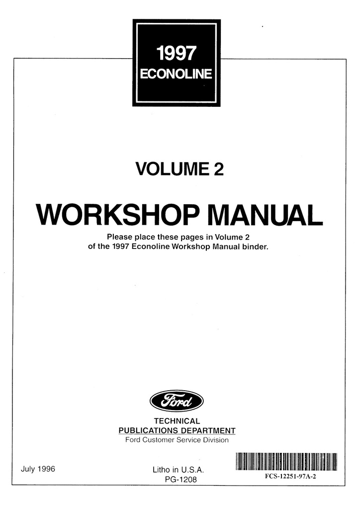 1997 Ford Econline Van Original OEM Factory Shop Repair Maintenance Service Manual Complete 2 Vol. Set