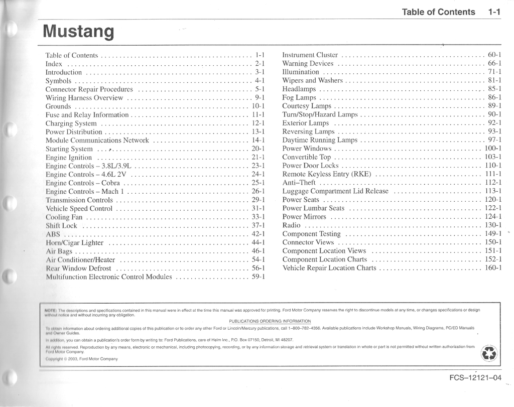 2004 Ford Mustang Factory Electrical Wiring Diagrams Manual