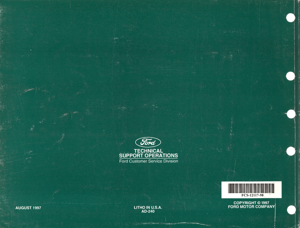 1998 Ford Escort, Mercury Tracer Sedan/Wagon Factory Electrical Vacuum & Troubleshooting Wiring Diagrams Manual