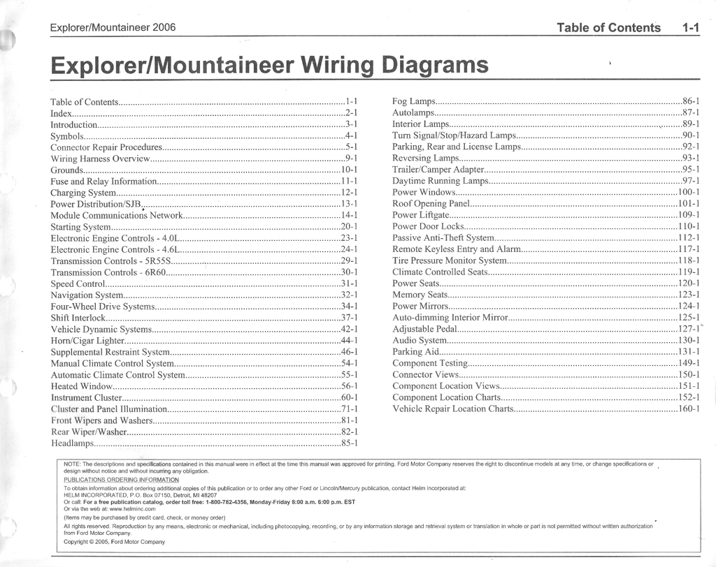 2006 Ford Explorer Mercury Mountaineer Electrical Wiring Diagrams Shop Service Repair Manual