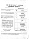 1991 Chevrolet Lumina Factory Shop Repair Service Manual