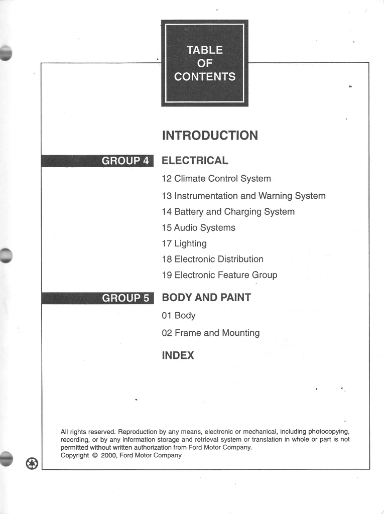2000 Ford Taurus, Mercury Sable Factory Workshop Service Manual Set