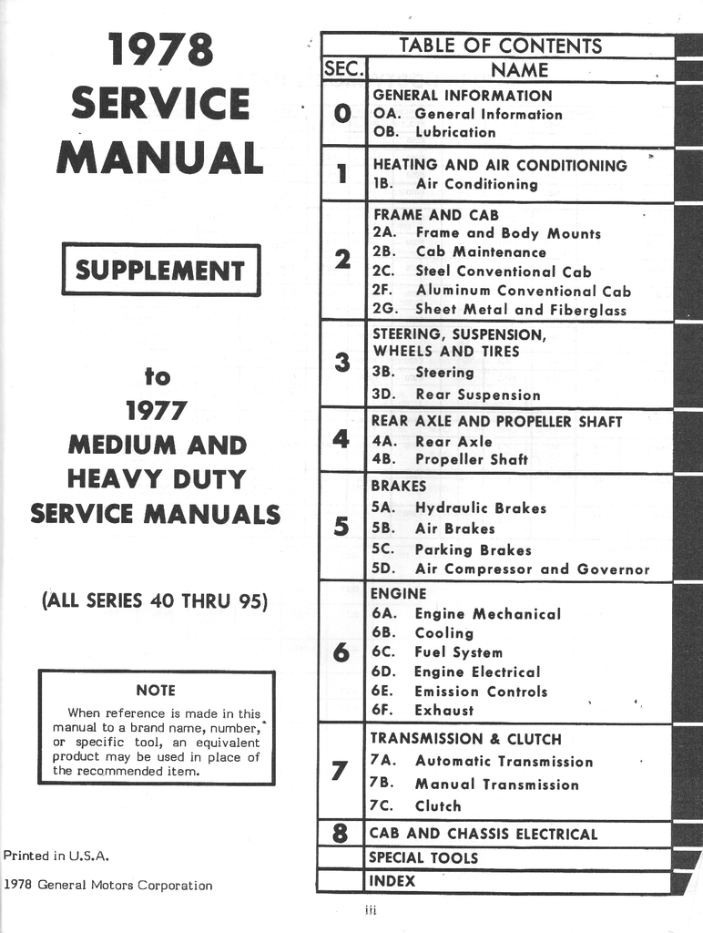 1978 Chevrolet Medium & Heavy Truck 40-90 Factory OEM Shop Service Repair Manual Supplement