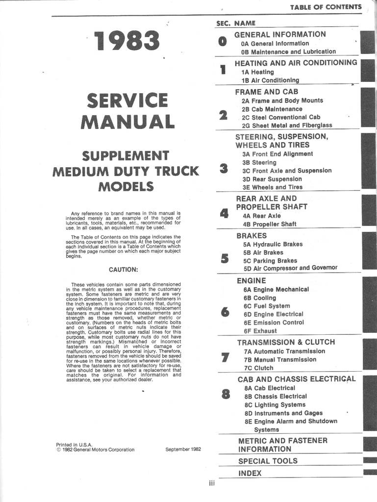 1983 Chevrolet Medium Duty Truck 40-60 Factory OEM Shop Service Repair Manual Supplement