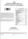 1990 Pontiac Grand Prix STE Factory Shop Repair Service Manual Supplement