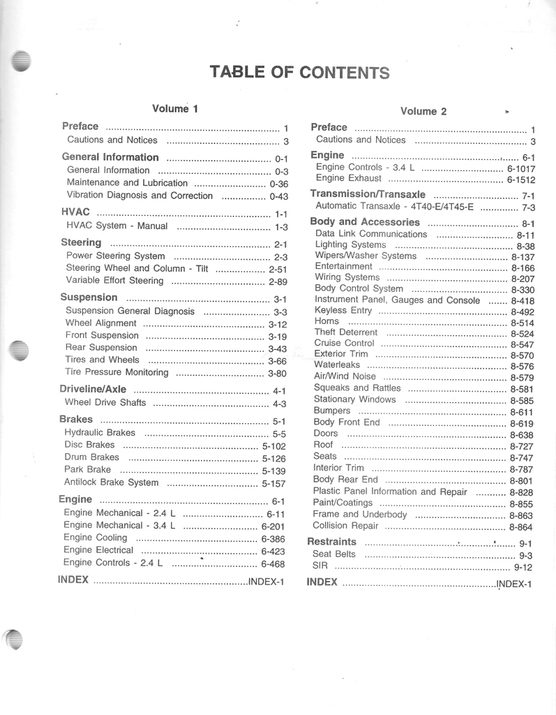 1999 Pontiac Grand Am, Oldsmobile Alero Factory Shop Repair Service Manual 2 Vol. Set