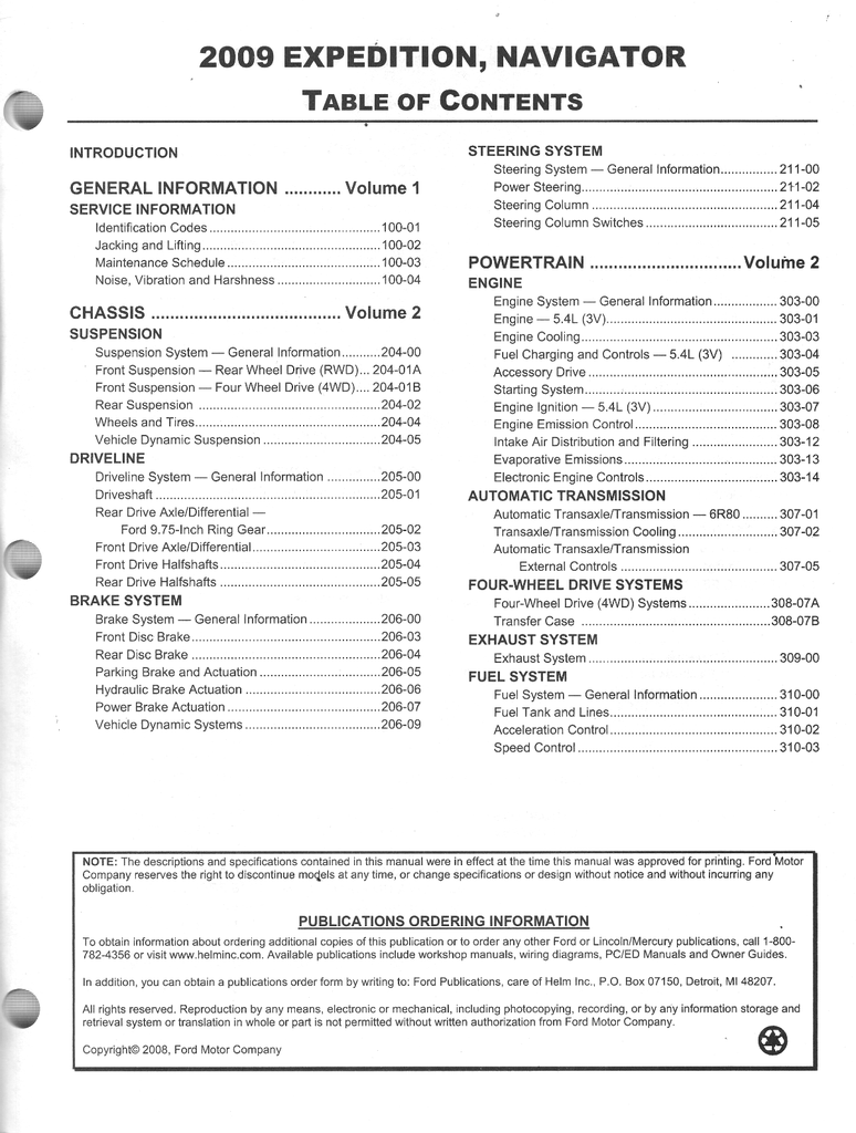 2009 Ford Expedition, Lincoln Navigator Factory Workshop Service Manual Set
