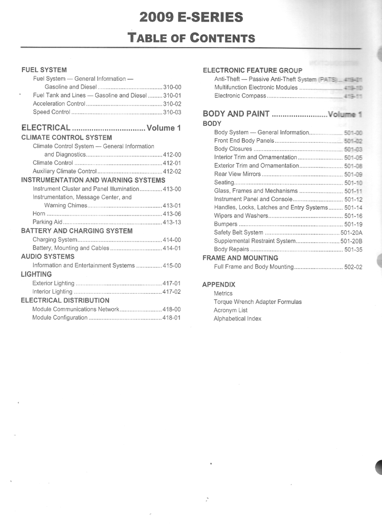 2009 Ford E-Series Van Factory Workshop Service Manual Set