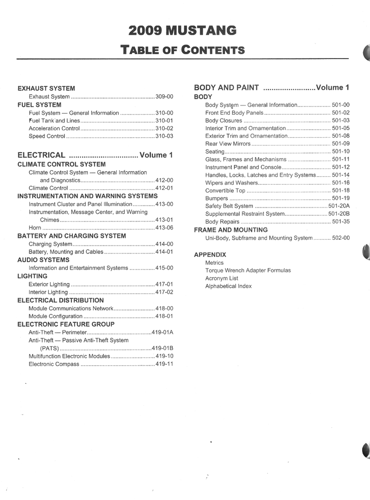 2009 Ford Mustang Factory Workshop Service Manual Set