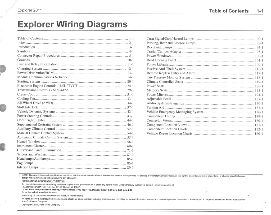 2011 Ford Explorer Factory Electrical Wiring Diagrams Manual