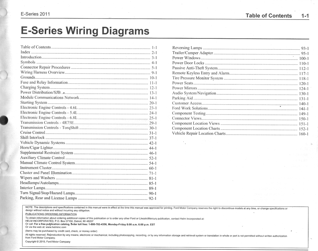 2011 Ford E-Series Van Factory Electrical Wiring Diagrams Manual
