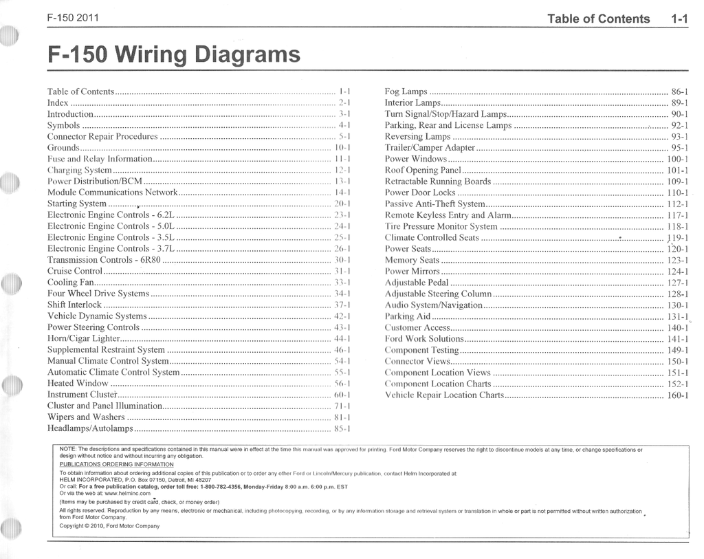 2011 Ford F-150 (F150) Factory Electrical Wiring Diagrams Manual