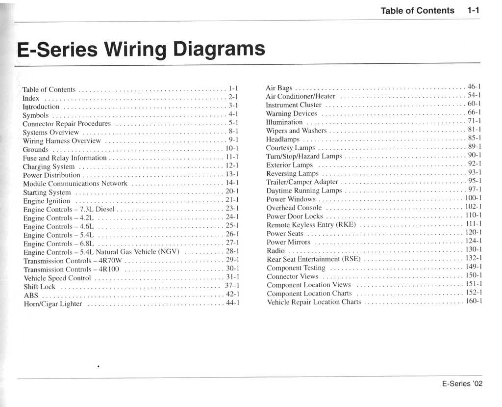 2002 Ford E-Series Econoline & Club Wagon Factory Electrical Wiring Diagrams Manual