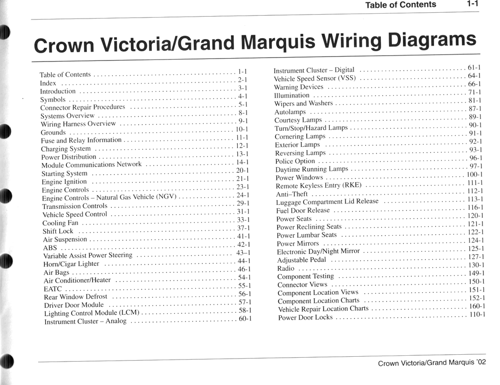 2002 Ford Crown Victoria, Mercury Grand Marquis Factory Electrical Wiring Diagrams Manual