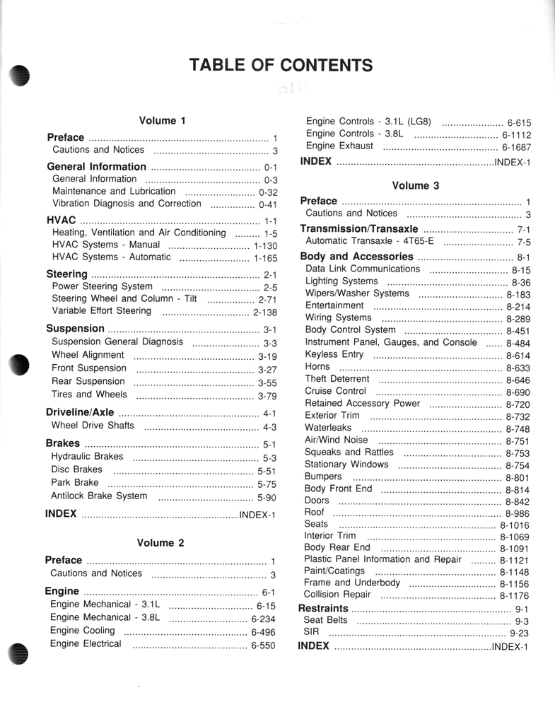 2000 Pontiac Grand Prix Factory Shop Repair Service Manual 3 Vol. Set