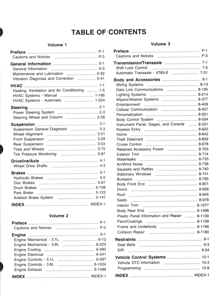 2003 Buick Regal, Century Factory Shop Repair Service Manual 3 Vol. Set