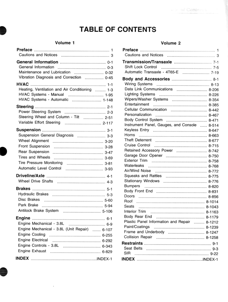 2001 Pontiac Bonneville Factory Shop Repair Service Manual 2 Vol. Set