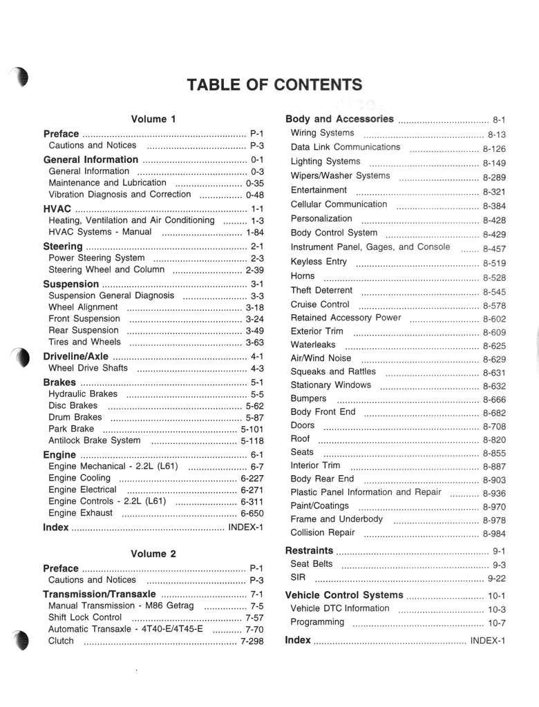 2003 Chevrolet Cavalier, Pontiac Sunfire Factory Shop Repair Service Manual 2 Vol. Set