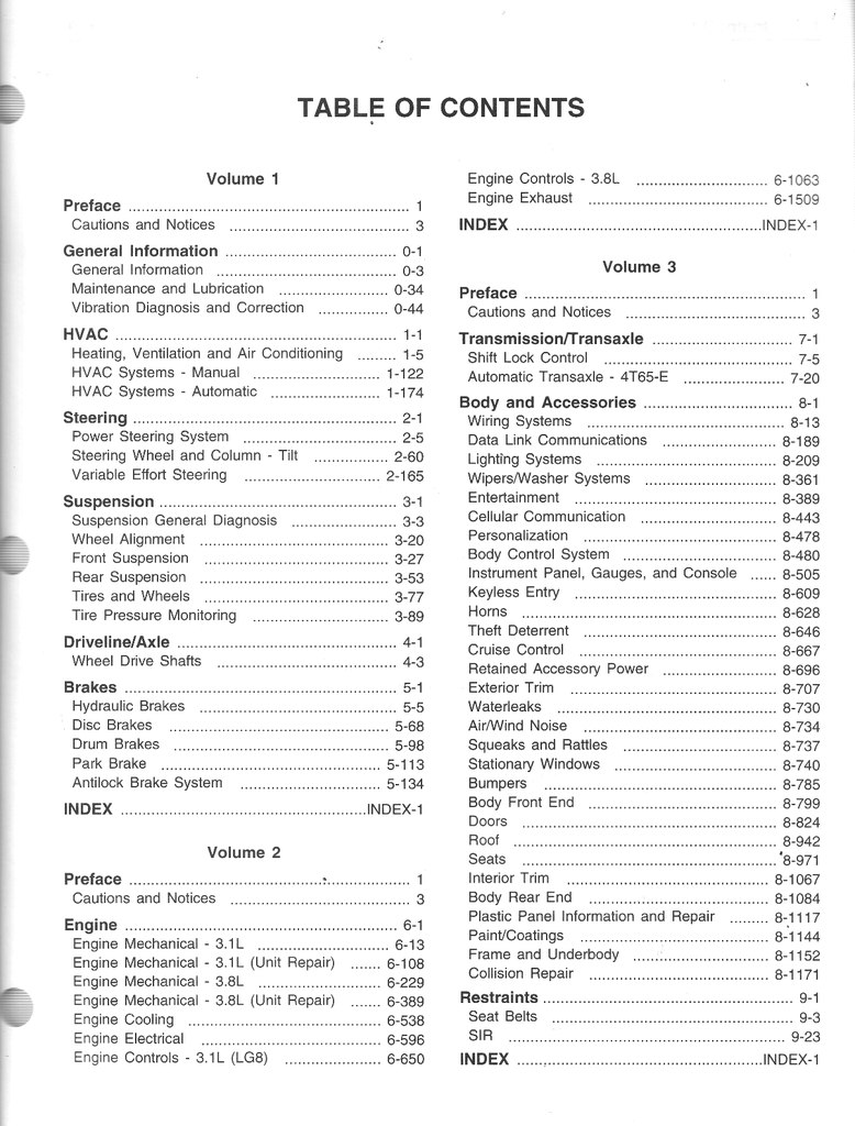 2001 Buick Regal, Century Factory Shop Repair Service Manual 4 Vol. Set