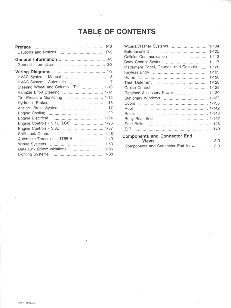 2001 Buick Regal, Century Factory Shop Repair Service Manual 4 Vol. Set