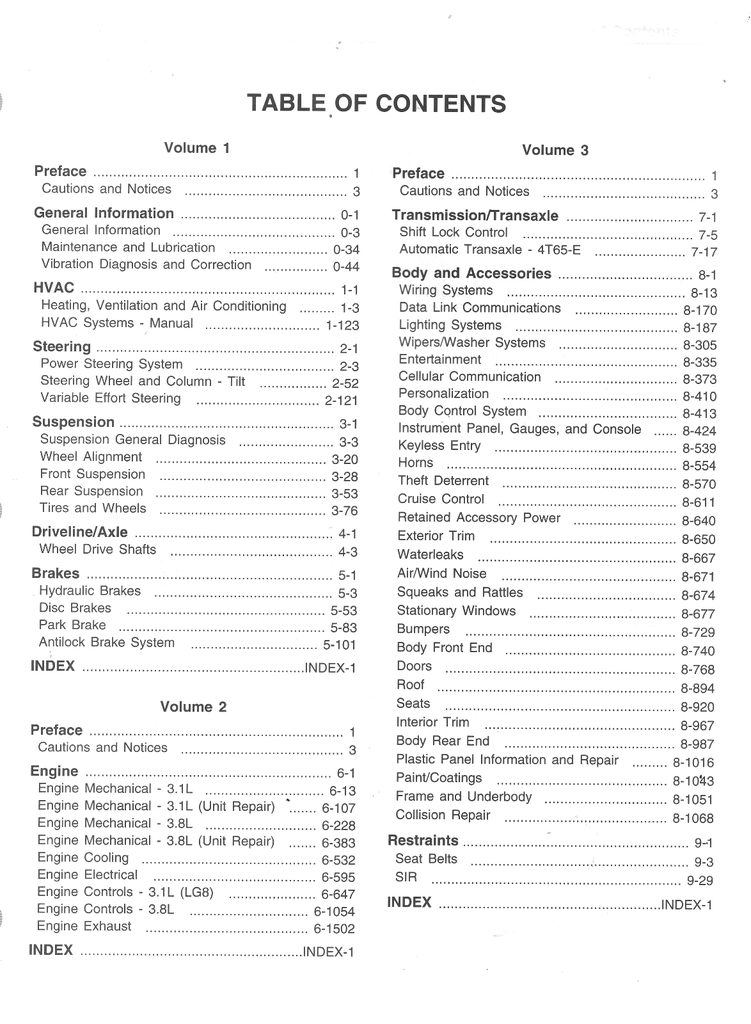 2001 Pontiac Grand Prix Factory Shop Repair Service Manual 4 Vol. Set