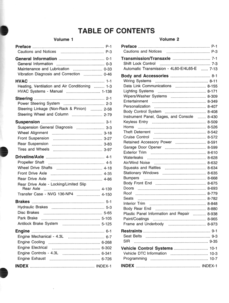 2003 Chevrolet Astro, GMC Safari Factory Shop Repair Service Manual 2 Vol. Set