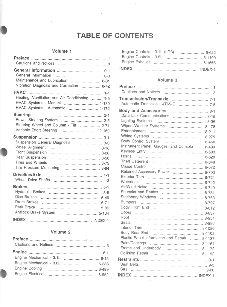 2000 Buick Regal, Century Factory Shop Repair Service Manual 3 Vol. Set