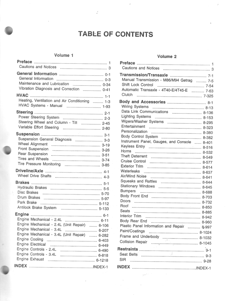 2001 Pontiac Grand Am, Oldsmobile Alero Factory Shop Repair Service Manual 2 Vol. Set  