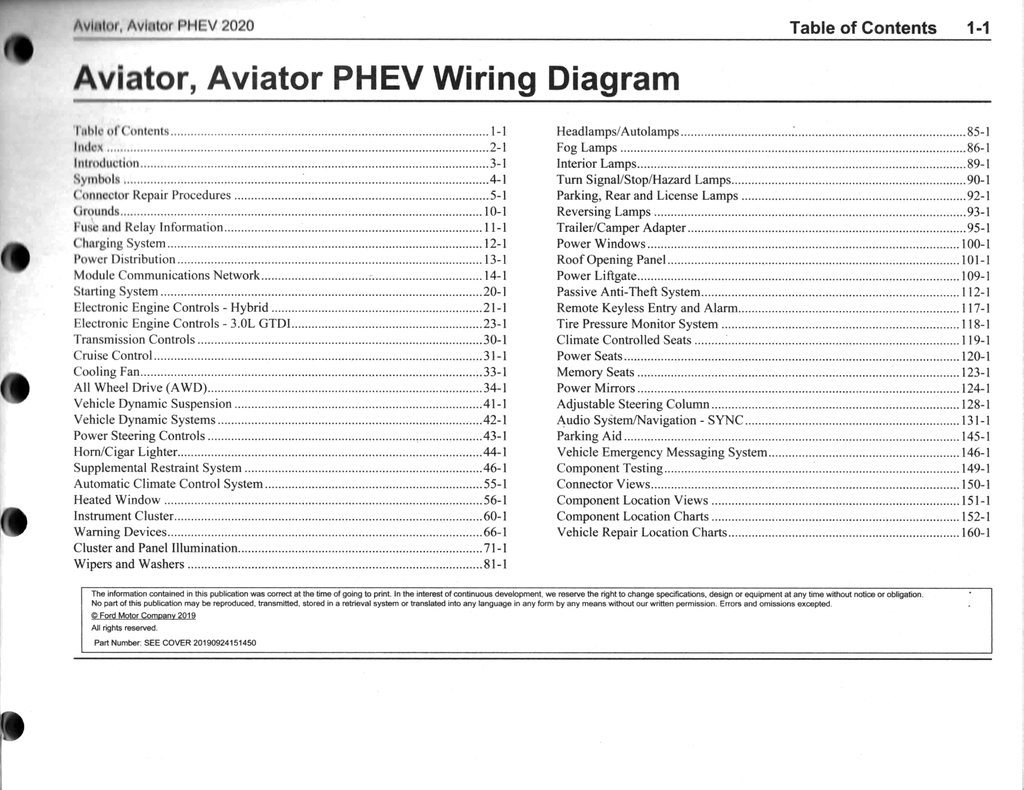 2020 Ford Lincoln Aviator, Aviator PHEV Factory Electrical Wiring Diagrams Manual