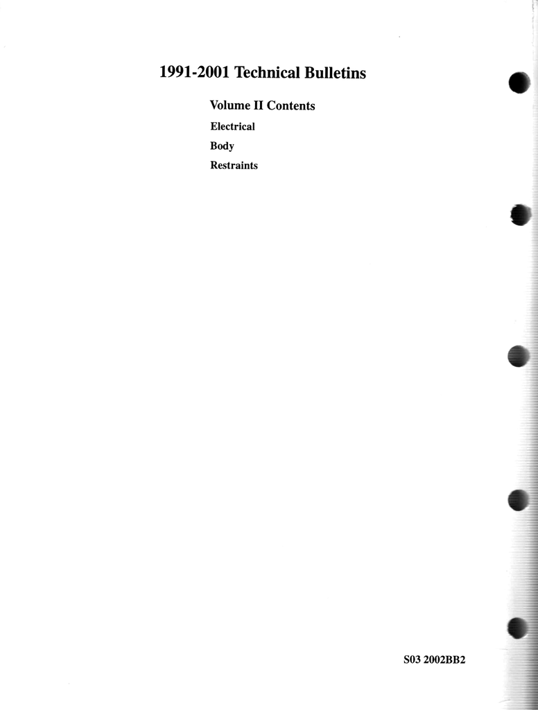 1991-2001 Saturn Technical Bulletins Manual --SC1, SC2, SL1, SL2, SW1, SW2, LS1, LS2, LW1, LW2