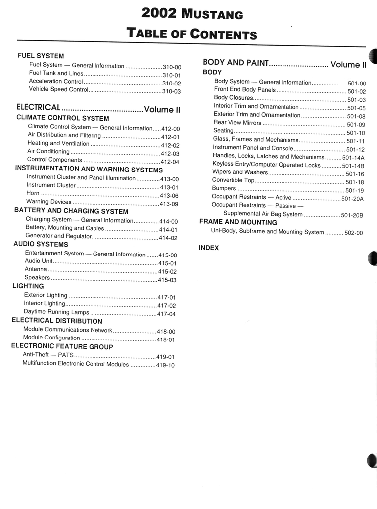 2002 Ford Mustang Factory Workshop Service Manual Set