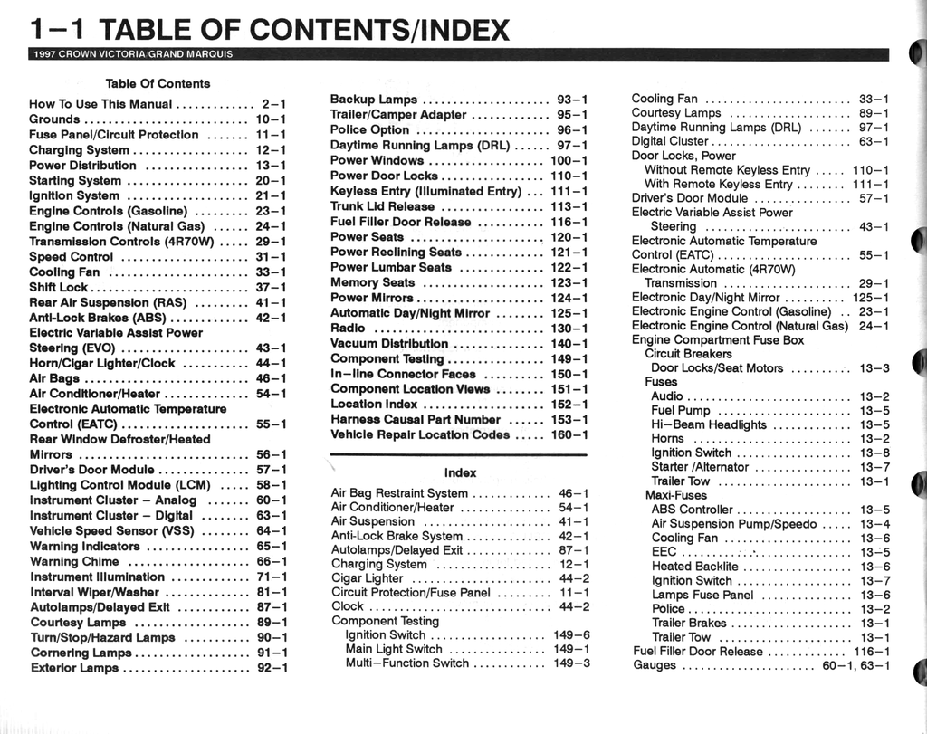 1997 Ford Crown Victoria Mercury Grand Marquis Factory Electrical & Vacuum Troubleshooting Wiring Diagrams Manual EVTM