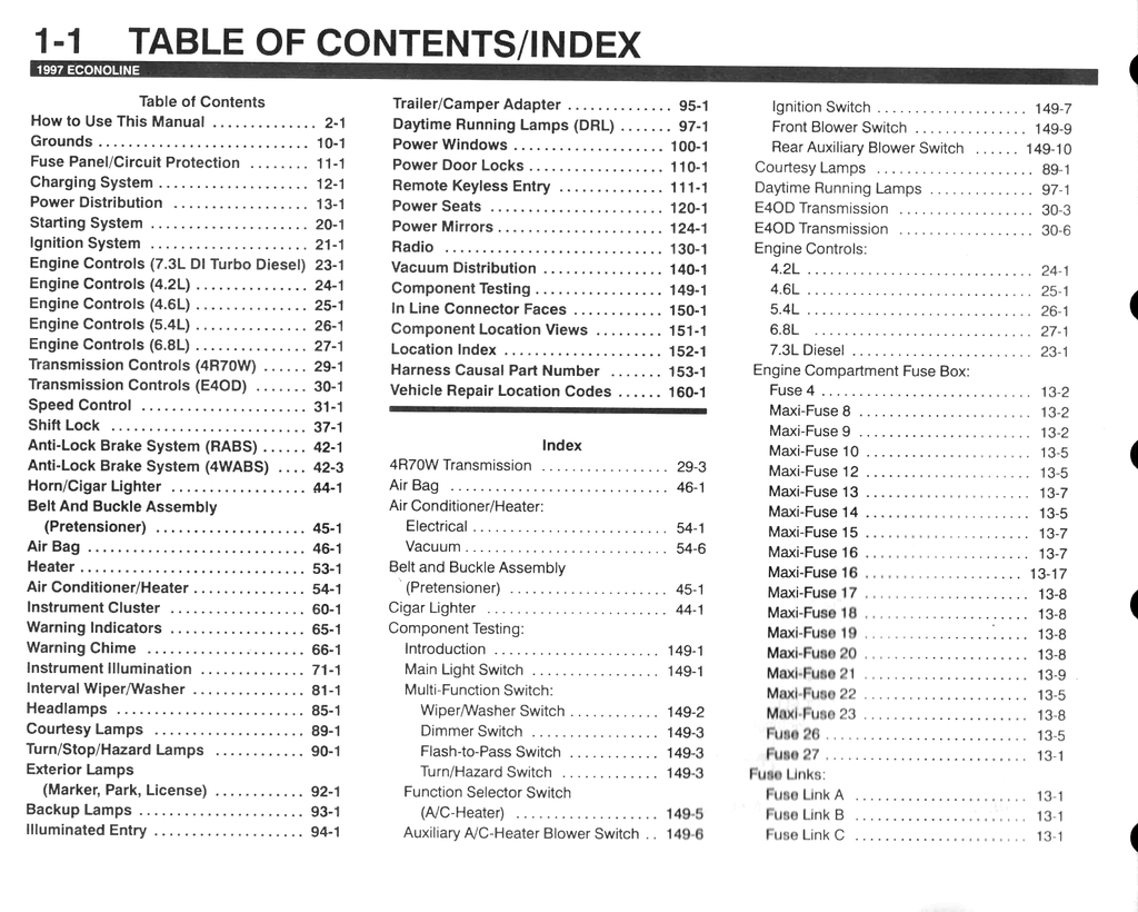 1997 Ford Econoline Van & Club Wagon Factory Electrical Troubleshooting Wiring Diagrams Manual EVTM