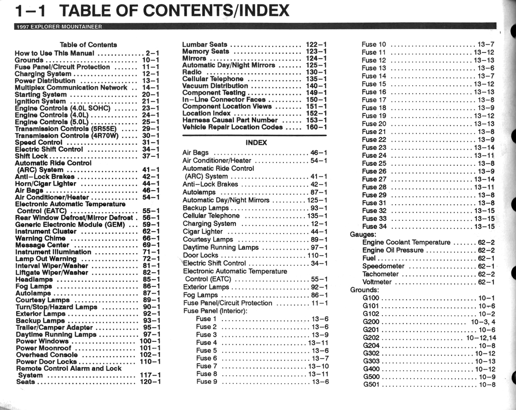 1997 Ford Explorer, Mercury Mountaineer Factory Electrical & Vacuum Troubleshooting Wiring Diagrams Manual EVTM