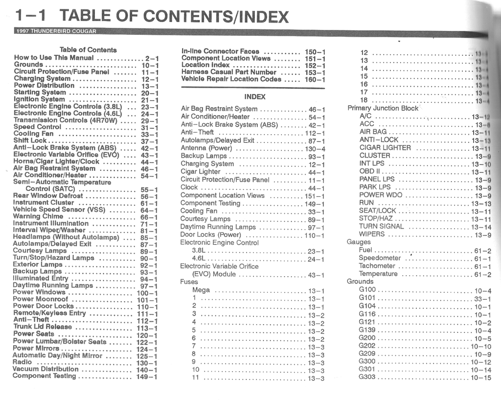 1997 Ford Thunderbird Mercury Cougar XR7 Electrical & Vacuum Troubleshooting Wiring Diagrams Shop Service Repair Manual EVTM