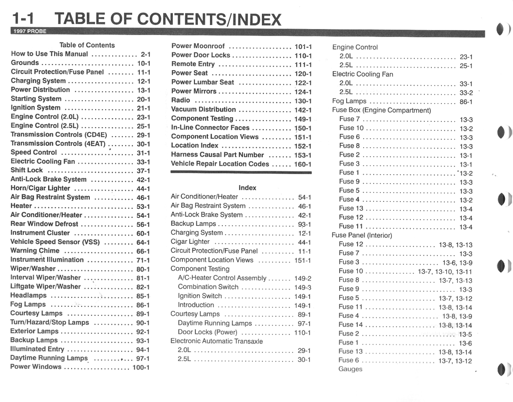 1997 Ford Probe Factory Electrical & Vacuum Troubleshooting Wiring Diagrams Manual EVTM