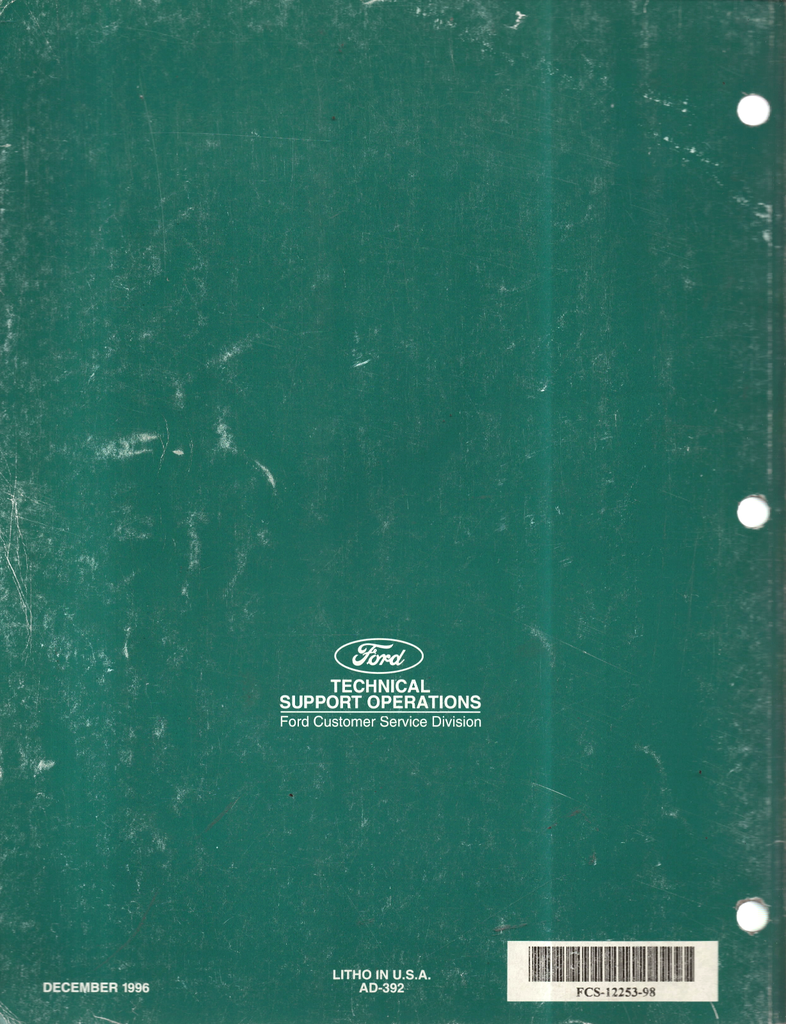 1998 Ford Contour, Mercury Mystique Factory Electrical Vacuum & Troubleshooting Wiring Diagrams Manual EVTM