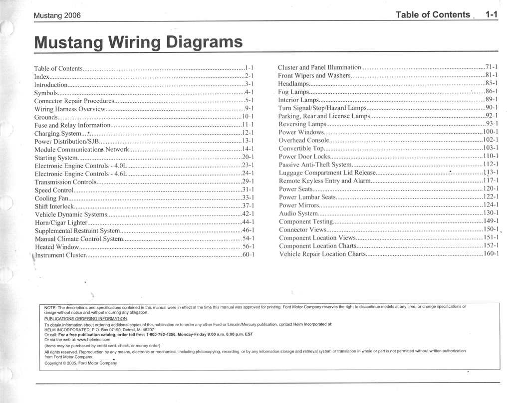 2006 Ford Mustang Factory Electrical Wiring Diagrams Manual