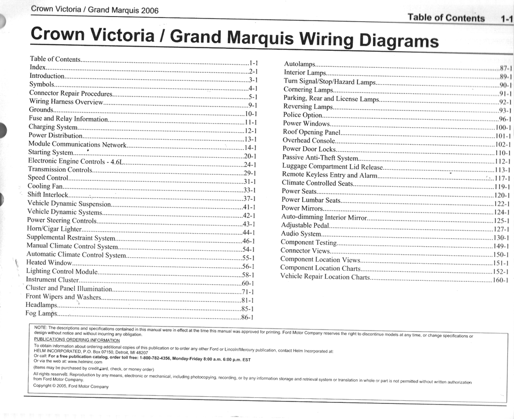 2006 Ford Crown Victoria and Mercury Grand Marquis Factory Electrical Wiring Diagrams Manual