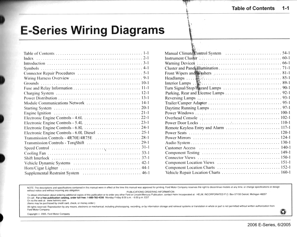 2006 Ford E-Series Factory Electrical Wiring Diagrams Manual