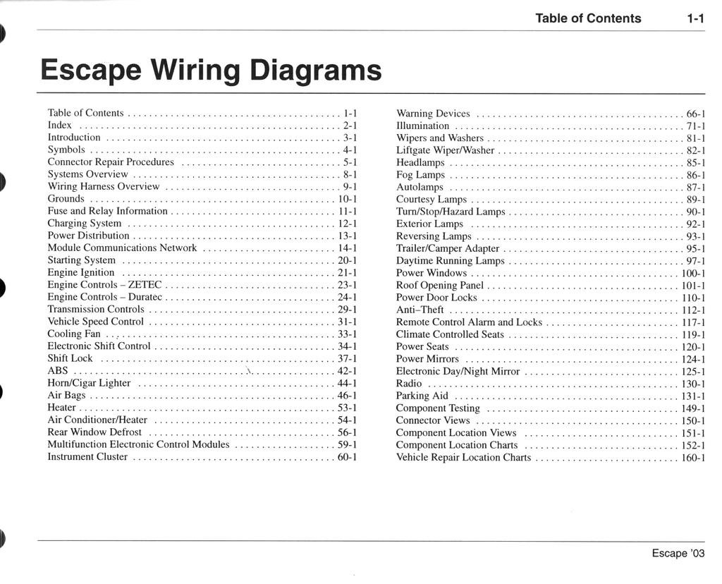 2003 Ford Escape Factory Electrical Wiring Diagrams Manual
