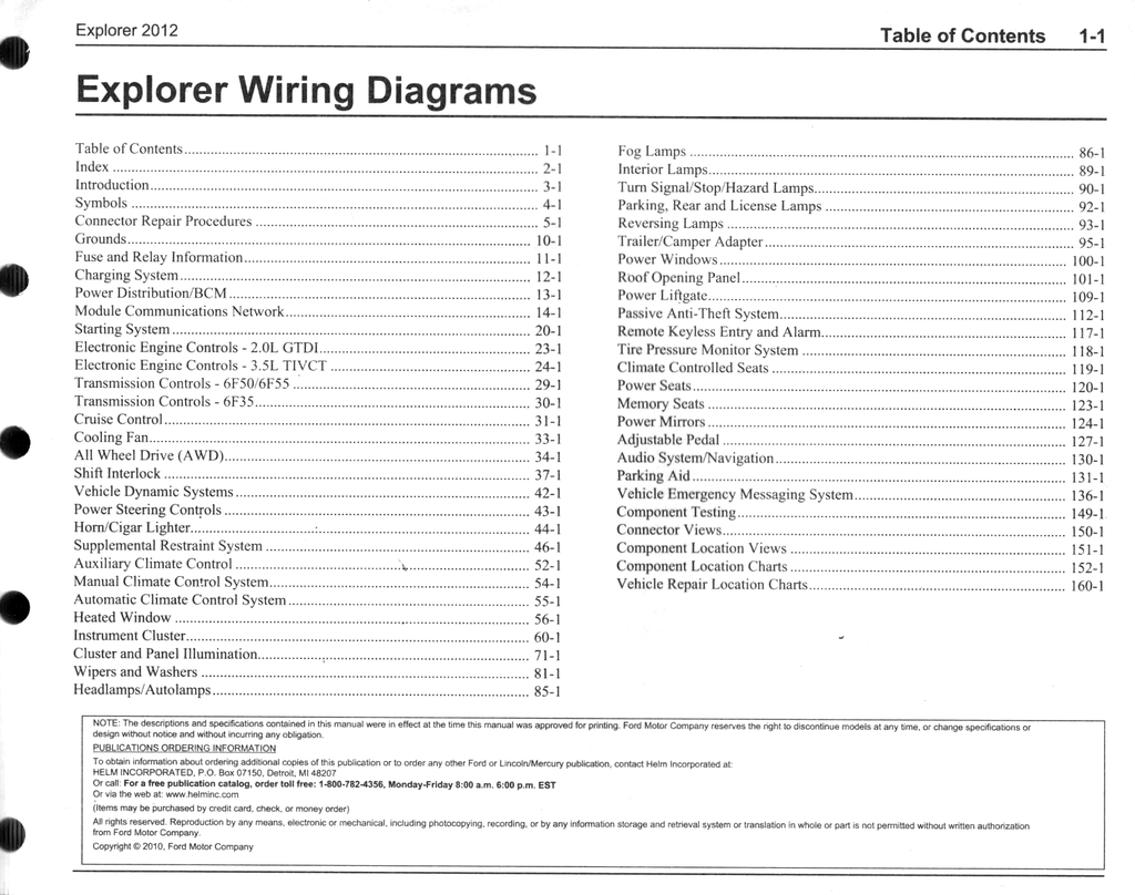 2012 Ford Explorer Factory Electrical Wiring Diagrams Manual