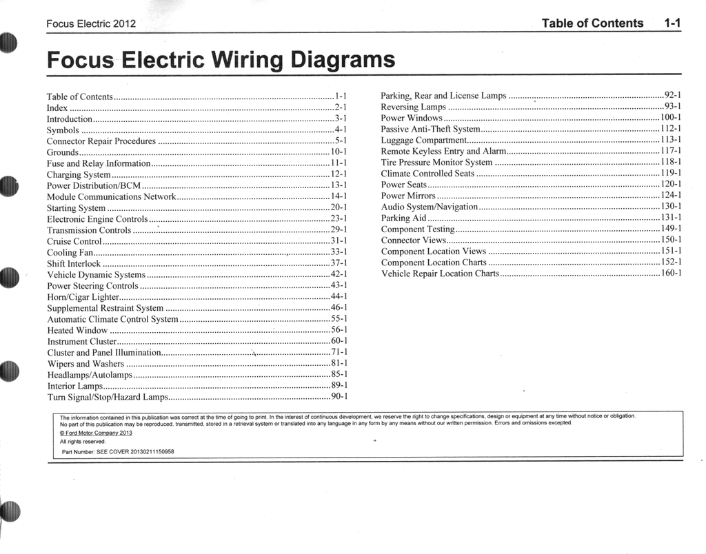 2012 Ford Focus Electric Factory Electrical Wiring Diagrams Manual