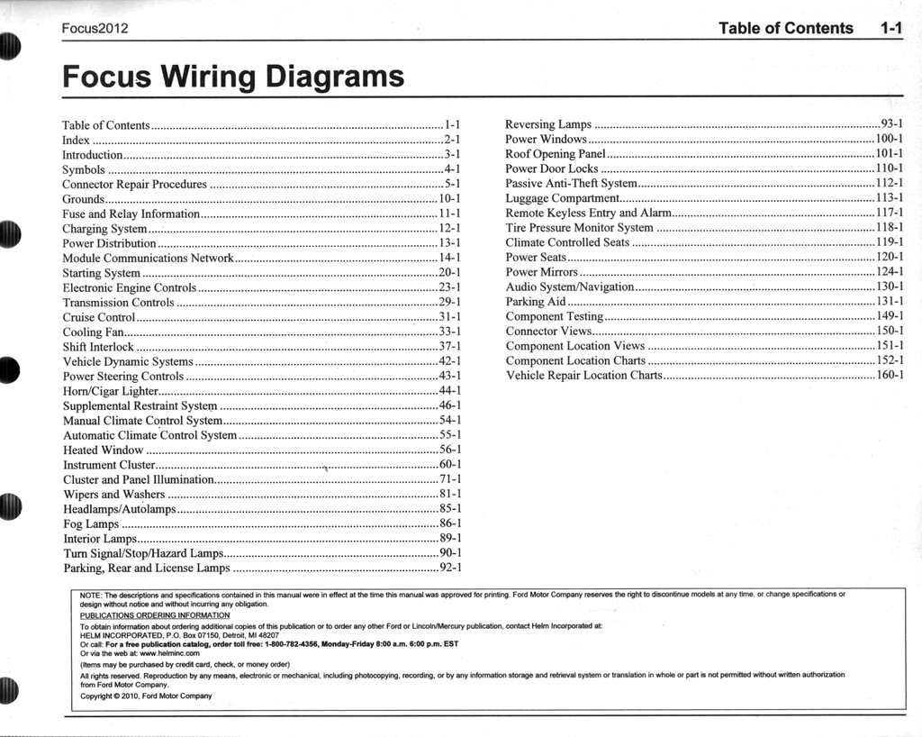 2012 Ford Focus Factory Electrical Wiring Diagrams Manual
