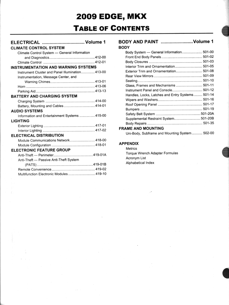 2009 Ford Edge, Lincoln MKX Factory Workshop Service Manual Set