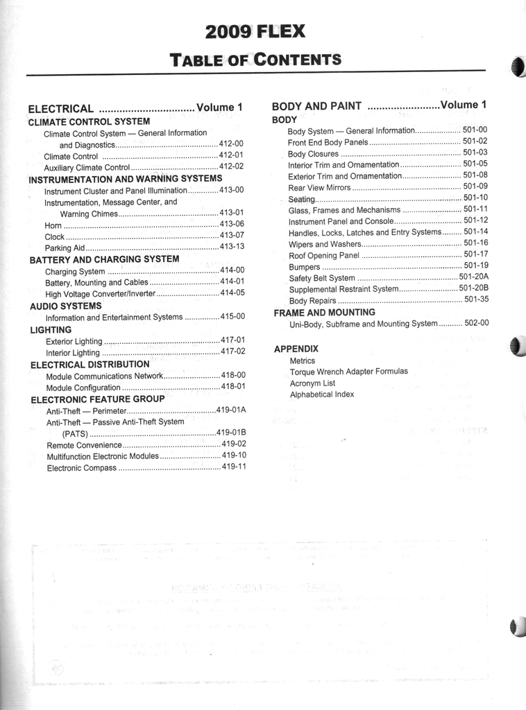 2009 Ford Flex Factory Workshop Service Manual Set