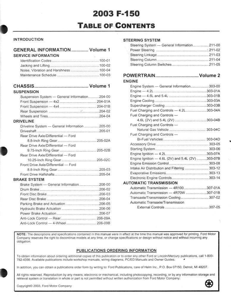 2003 Ford F-150 Factory Workshop Service Manual Set